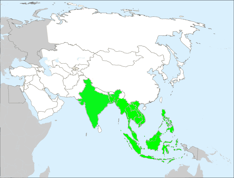 image of the range map of the reticulated python