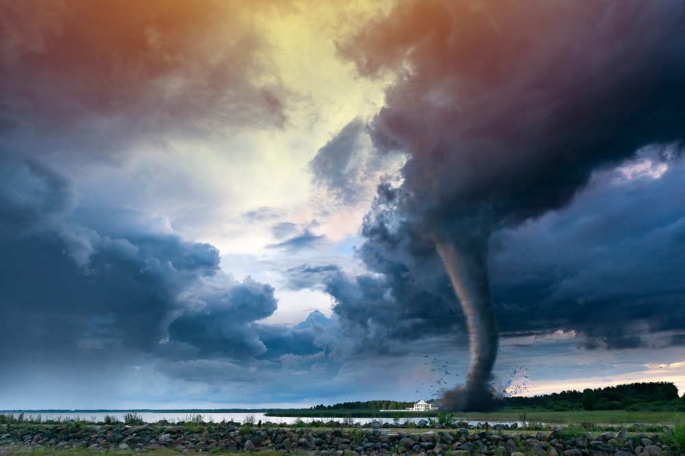 image of a tornado forming on a plain