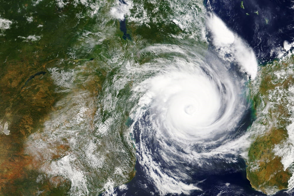 image of Cyclone Idai heading towards Mozambique and Zimbabwe in 2019 furnished by NASA