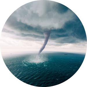 aerial image of a waterspout in an ocean