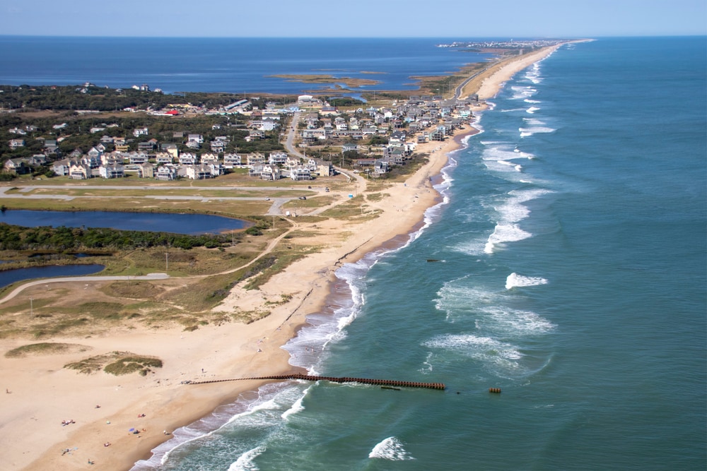 Aerial view of Outer Banks' shore