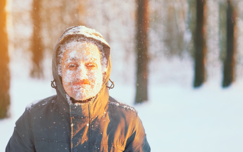 image of a man with a face covered in snow