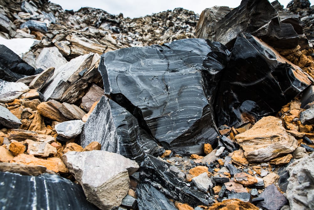 Dump of igneous rock on a mountain