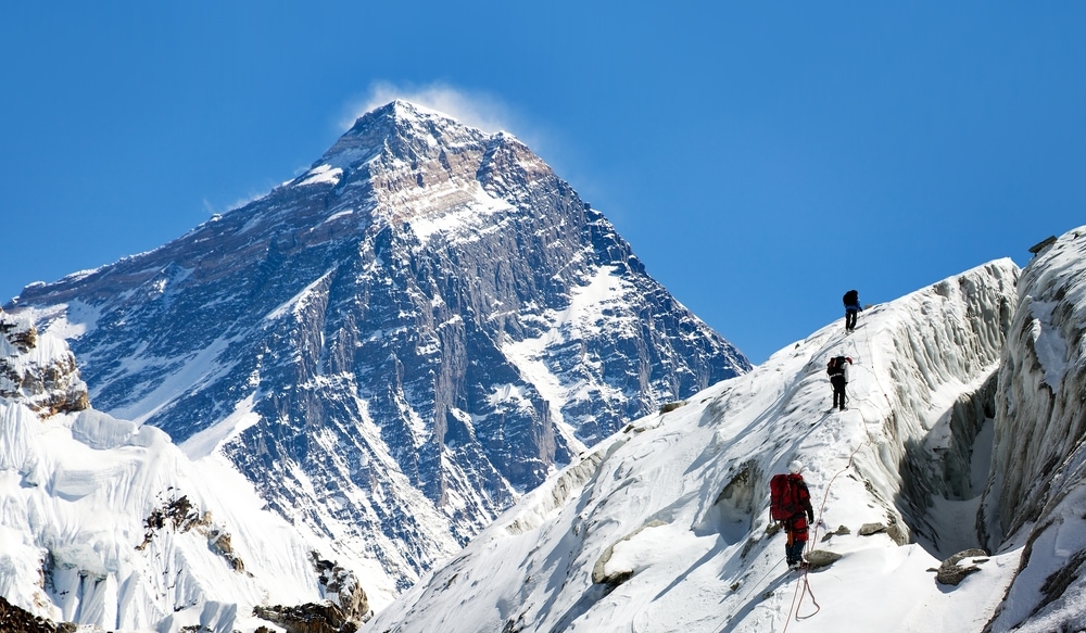 group of climbers on the way to Everest Camp