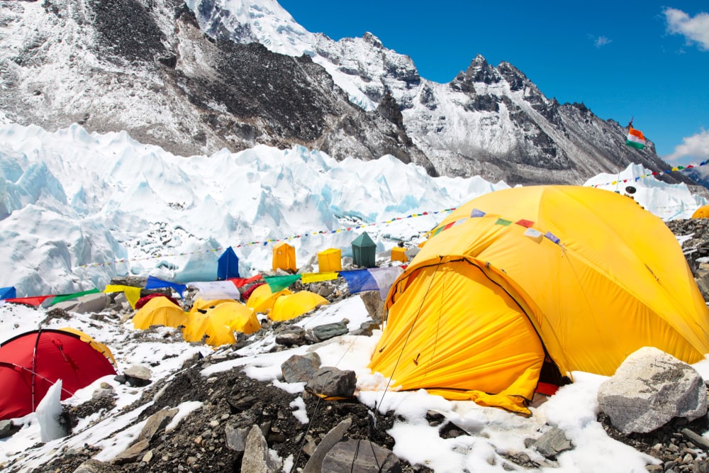 image of tents on the base camp of Mount Everest 