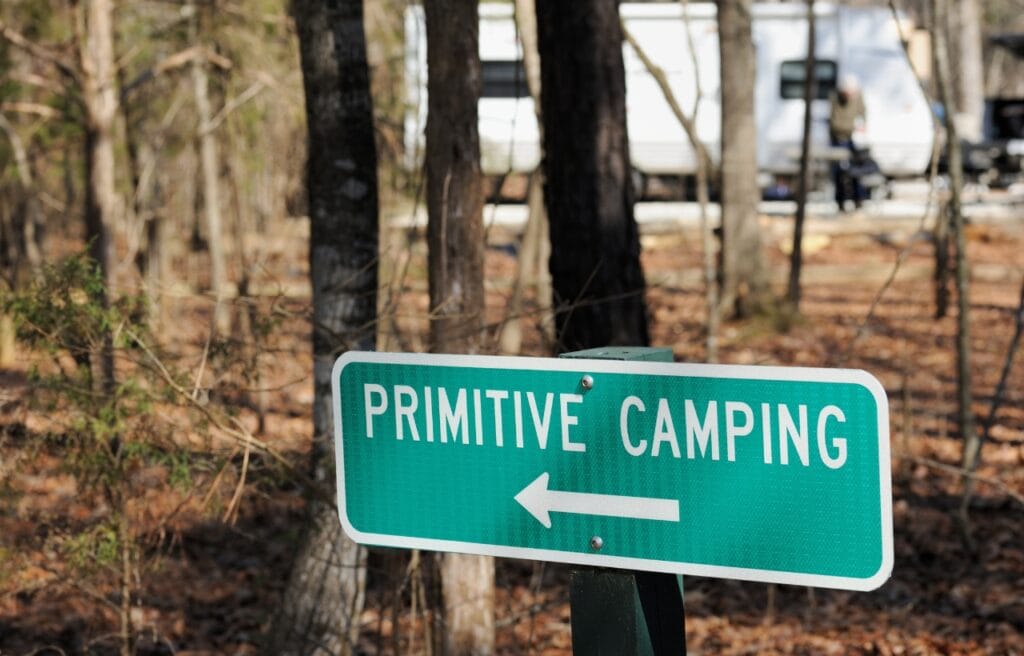 Primitive camping sign
