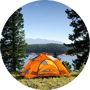 image of a camping tent in a national forest