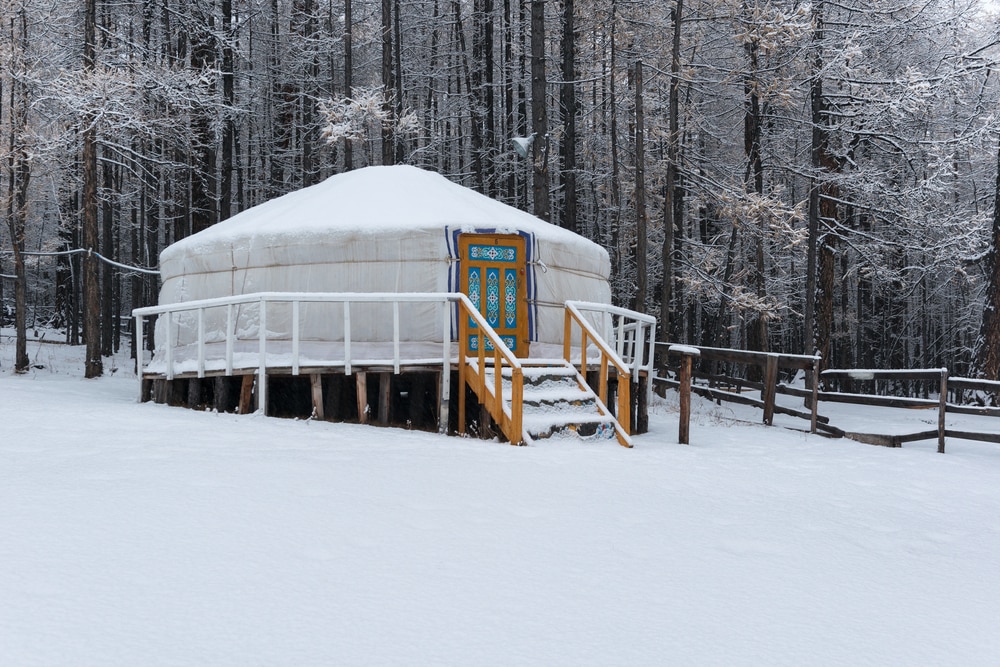 Yurt in the middle of snow
