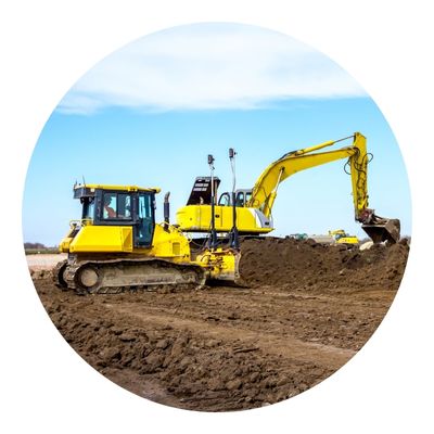 Yellow machine digging soil