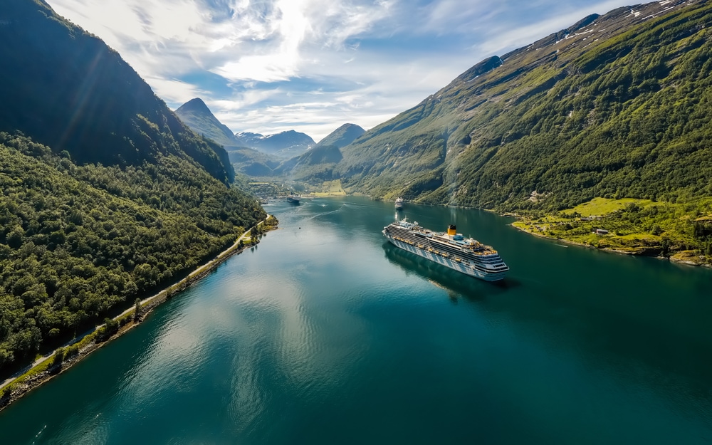 Cruise roaming on a fjord