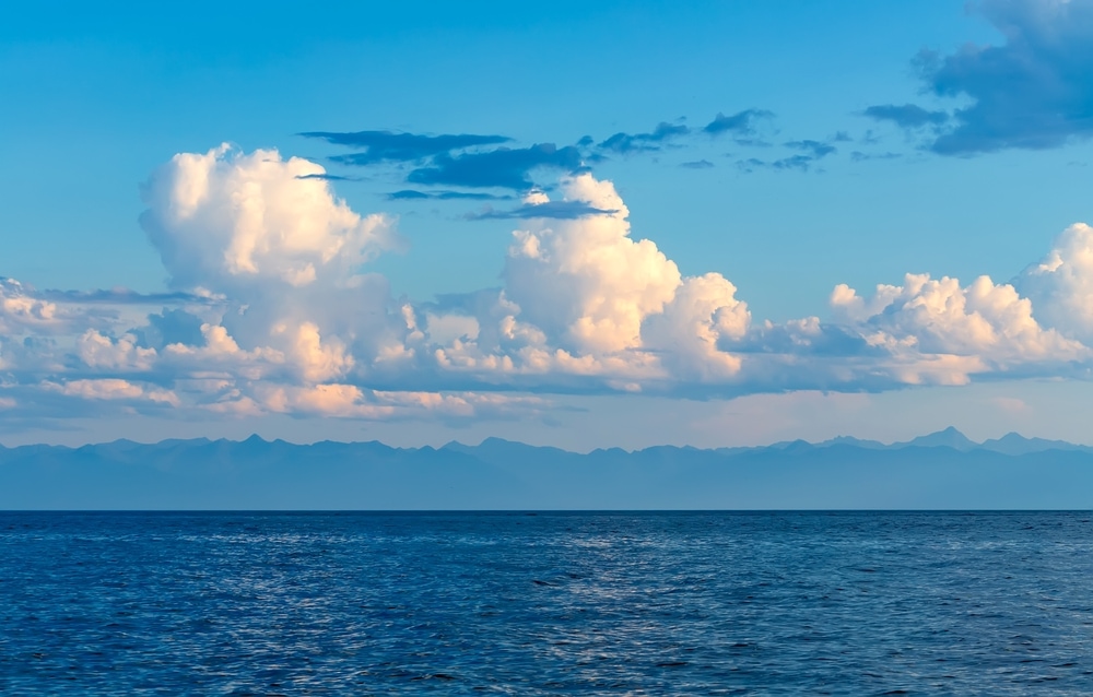 Cumulus clouds on top of an ocean
