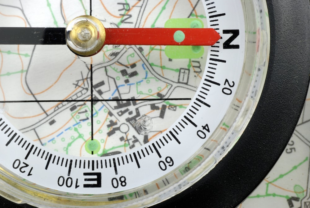 close up image of a compass