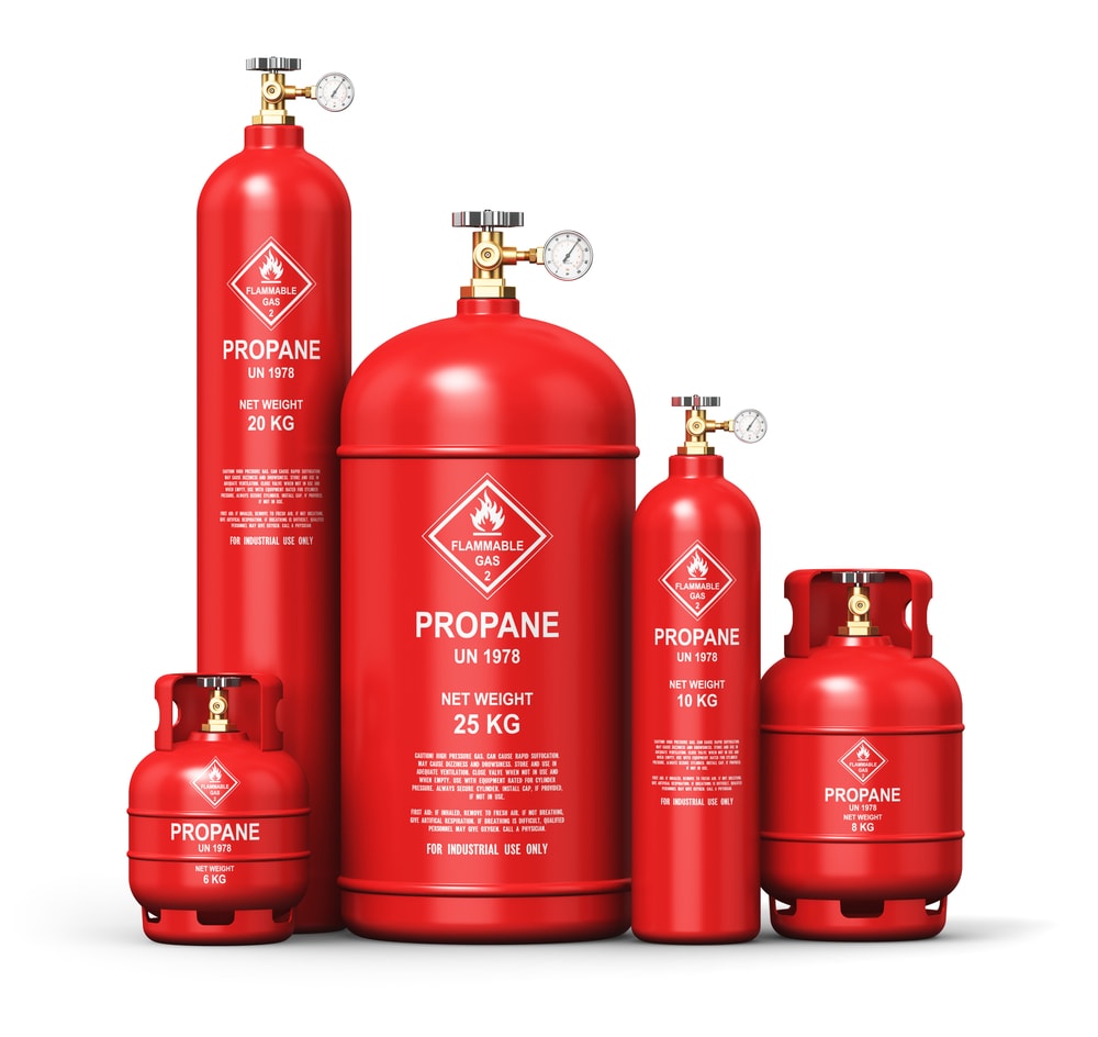 image of the different size of propane gas tanks