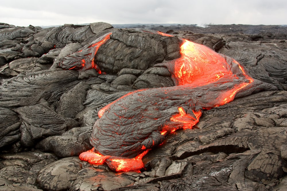 a basaltic lava flow in Hawaii