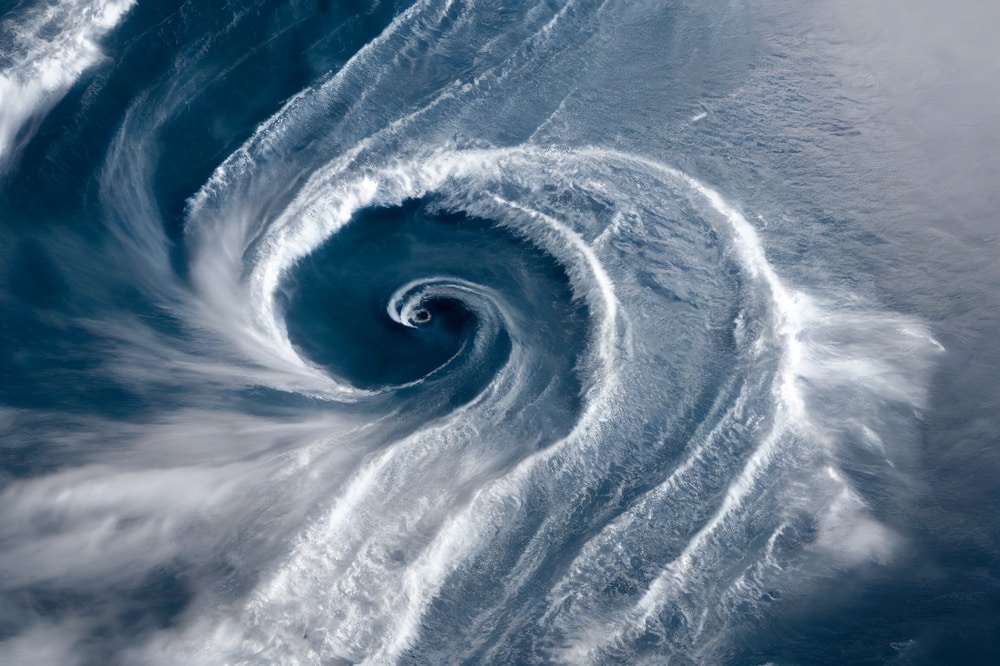 Hurricane shaped occurs on ocean