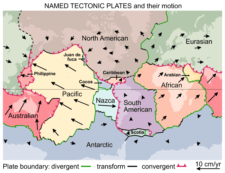 Tectonic plates of a volcano
