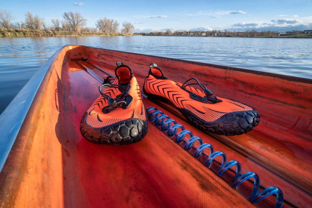 paddling shoes on a paddle