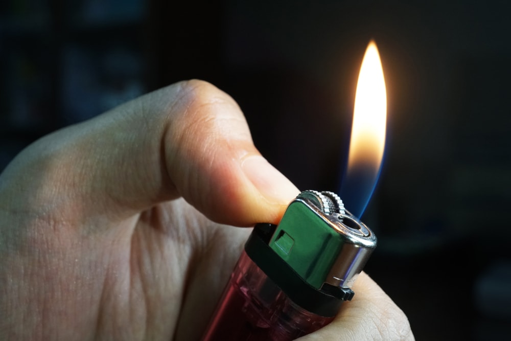 Close up photo of fire of the lighter