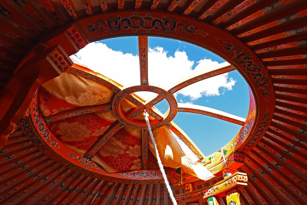 view of a roof a Mongolian ger yurt