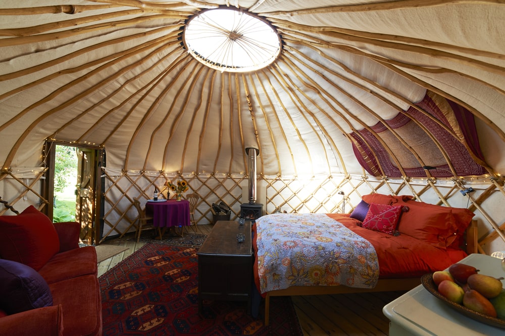 inside of a holiday yurt