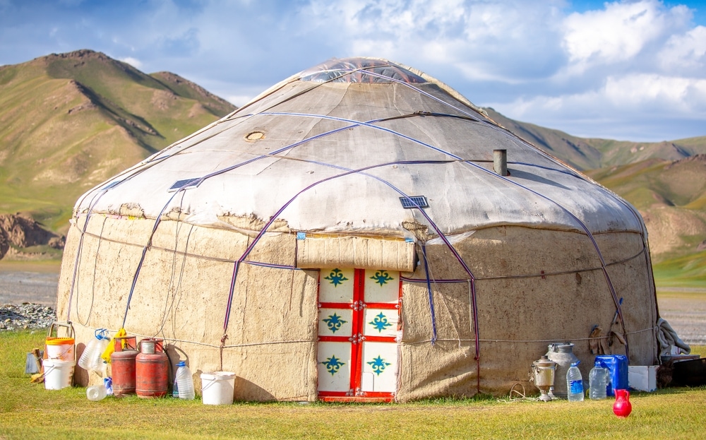 a traditional yurt in a meadow