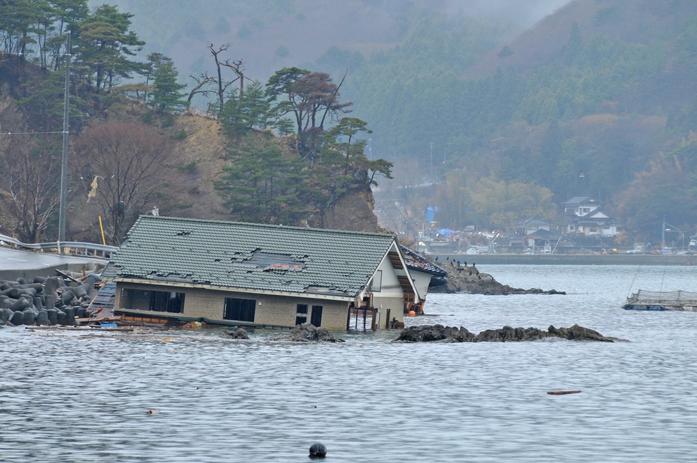 House drowned by the tsunami
