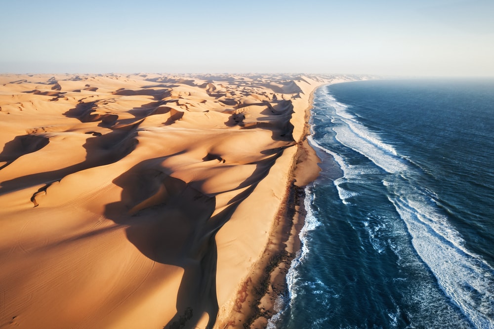 sand meets the ocean in Namib desert