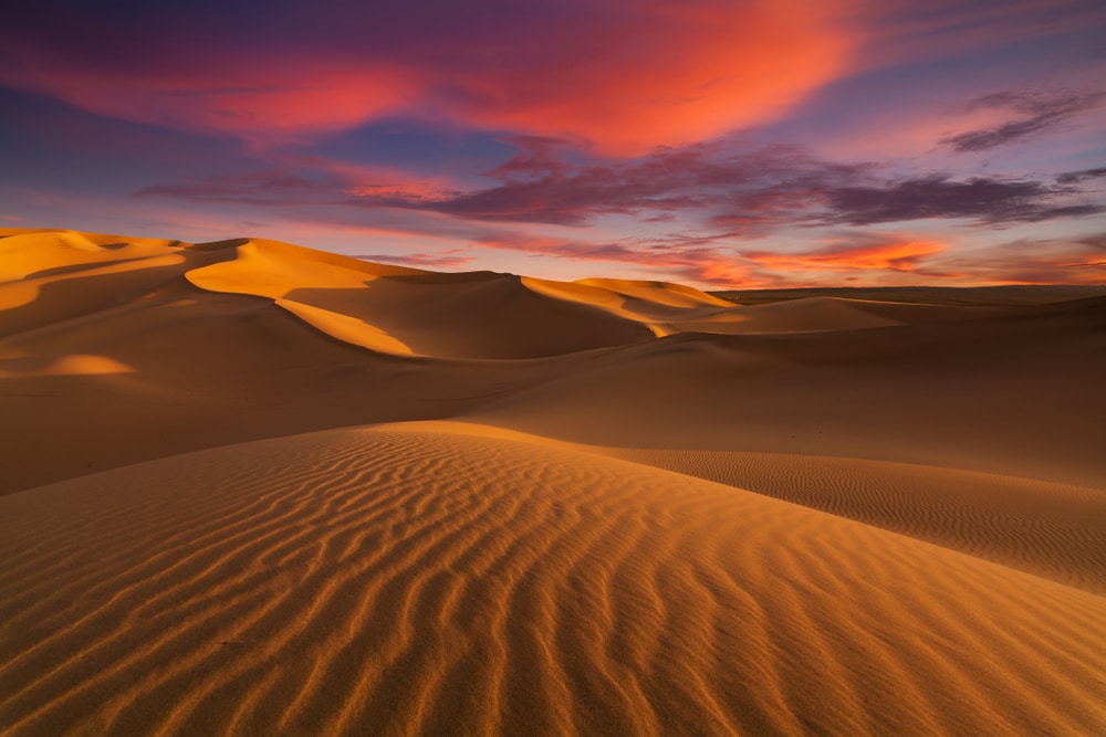 fine sands of the Sahara Desert during sunset