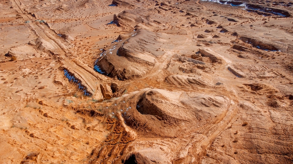 aerial view of the Gobi desert