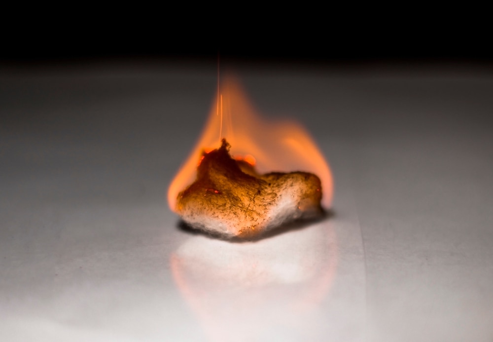 image of a burning cotton ball