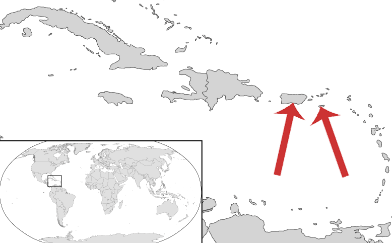 distribution map of St. Croix macaw
