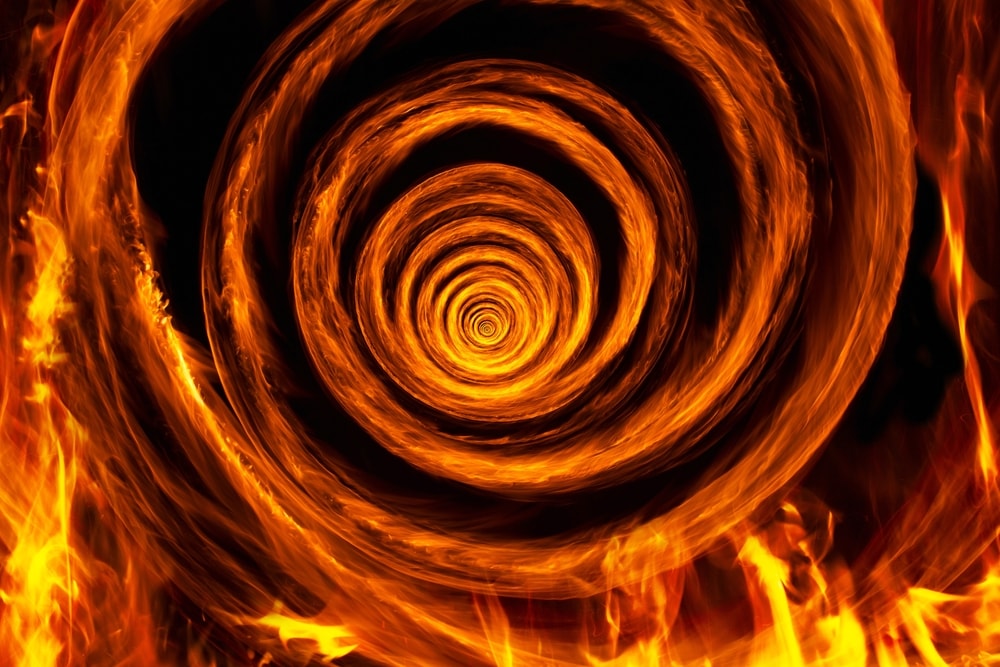Fire vortex of a tornado