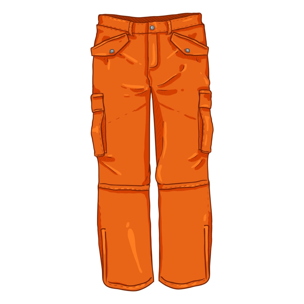 Illustration of an orange hiking convertible pants