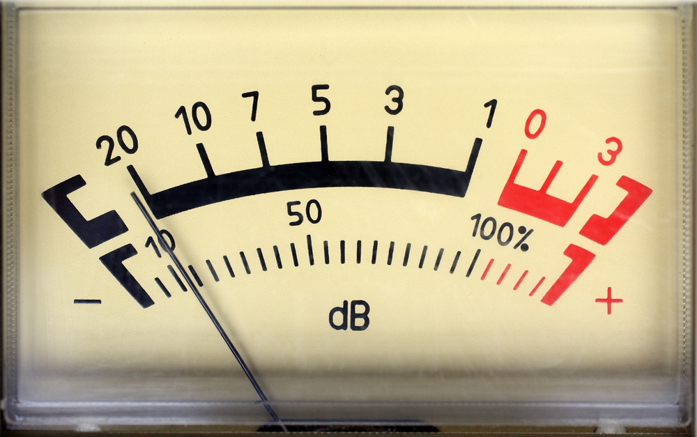 close up of a decibel meter in an instrument 