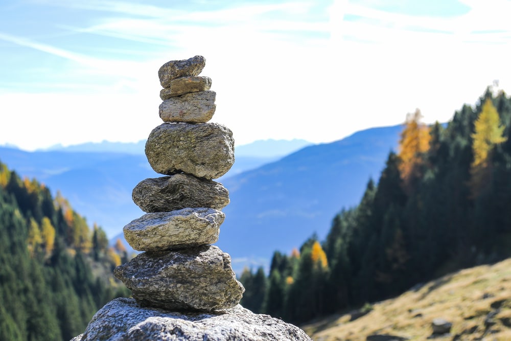 stacked rocks in the alps