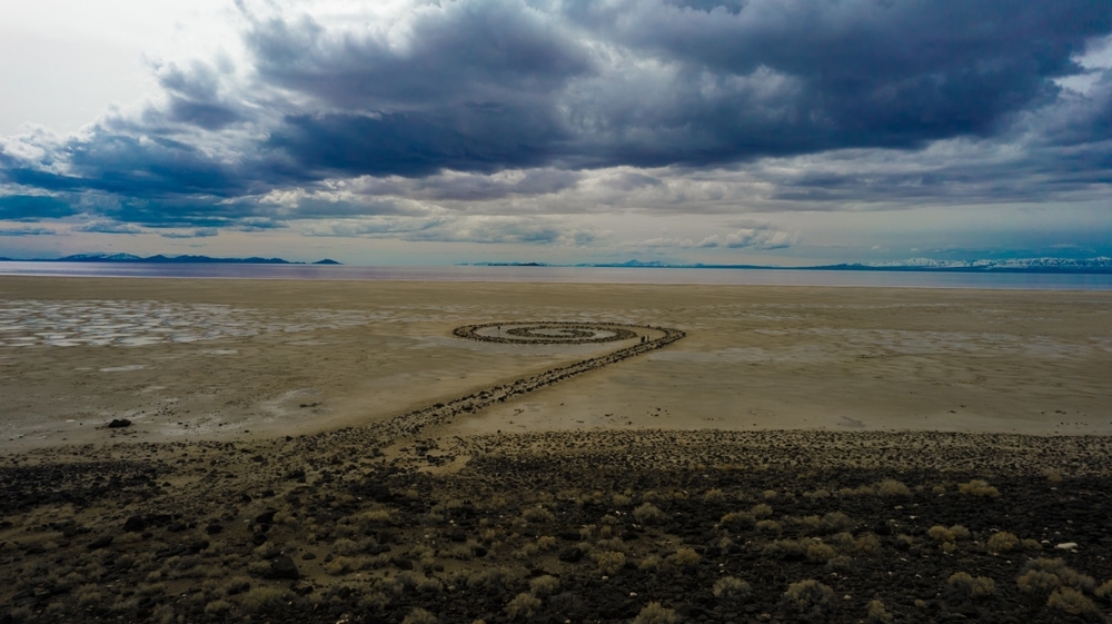 view of the Spiral Jetty at Salt Lake City, Utah