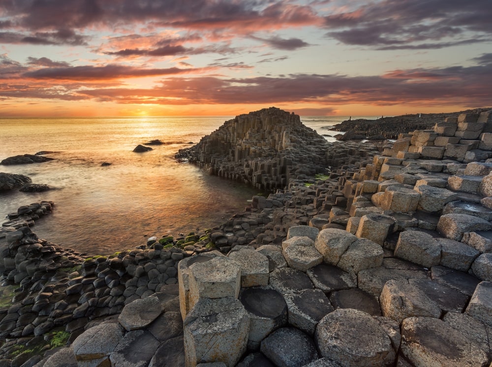 Giant’s Causeway, Ireland with blocks of basalt