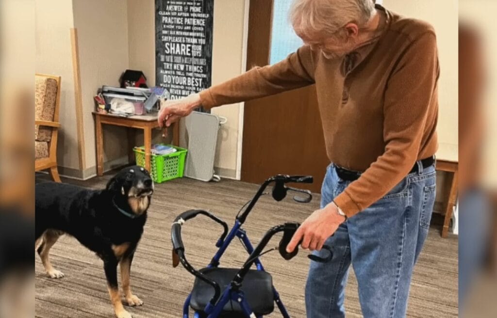 Scout interacting with the residents